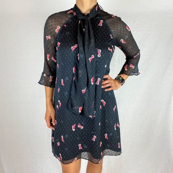 Slate & Willow Dresses & Skirts - Slate & Willow Black Neck-Tie Floral Print $275